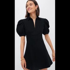 TUCKERNUCK Hyacinth House Black Front Zip Denim Mini Dress NWOT Size Small.